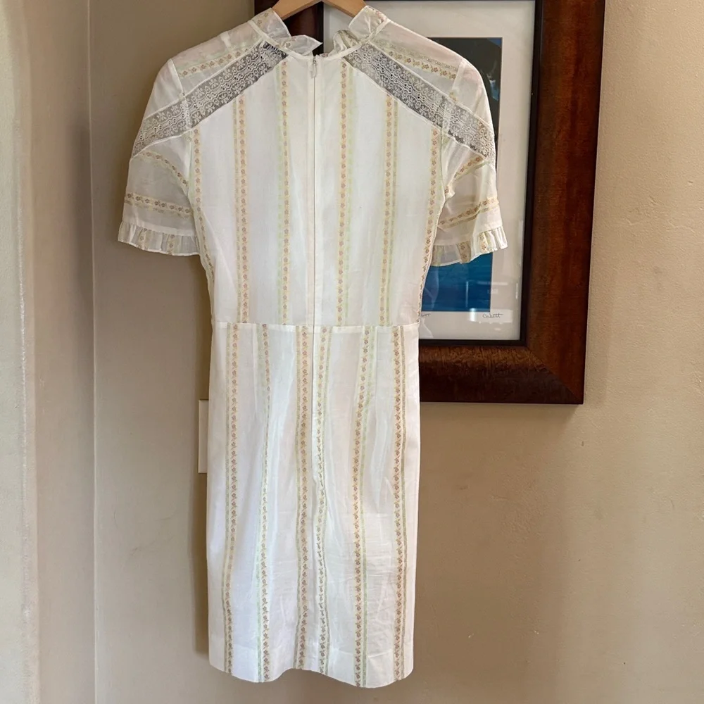 Sandro “Mary” Lace-Panel Mini Dress | Ecru | French Romanticism 38 | US 4 - Picture 9 of 11